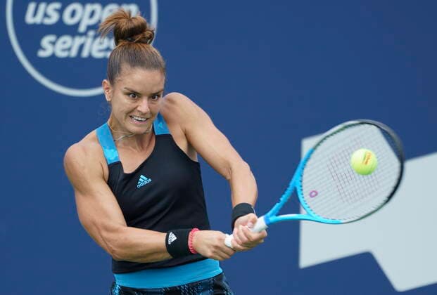 August 11, 2021, Montreal, PQ, Canada: Maria Sakkari, of Greece, returns to Veronica Kudermetova, of Russia, during second round National Bank Open women s tennis tournament action, in Montreal, Wednesday, Aug. 11, 2021. Maria Sakkari - ZUMAc35_ 20210811_zaf_c35_004 Copyright: xPaulxChiassonx