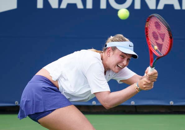 August 11, 2021, Montreal, PQ, Canada: Donna Vekic, of Croatia, returns to Karolina Pliskova, of the Czech Republic, during second round National Bank Open women s tennis tournament action, in Montreal, Wednesday, Aug. 11, 2021. Donna Vekic - ZUMAc35_ 20210811_zaf_c35_092 Copyright: xPaulxChiassonx
