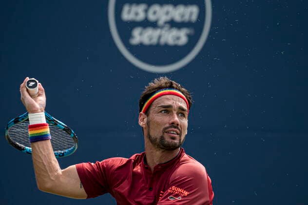 August 11, 2021, Toronto, on, Canada: ItalyÃ¢â‚¬â ¢s Fabio Fognini returns the ball to RussiaÃ¢â‚¬â ¢s Andrey Rublev during MenÃ¢â‚¬â ¢s National Bank Open tennis action in Toronto, Wednesday, Aug. 11, 2021. Canada News - August 11, 2021  - ZUMAc35_ 20210811_zaf_c35_099 Copyright: xChristopherxKatsarovx