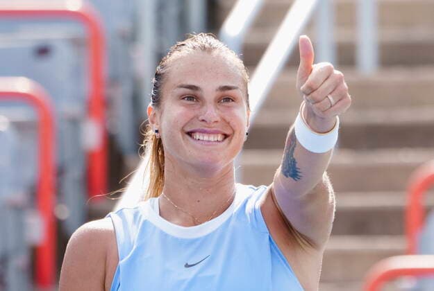 August 11, 2021, Montreal, PQ, Canada: Aryna Sabalemka of Belarus celebrates her victory over Sloane Stephens of the United States during second round of play at the National Bank Open tennis tournament Wednesday August 11, 2021 in Montreal. Aryna Sabalemka  - ZUMAc35_ 20210811_zaf_c35_106 Copyright: xPaulxChiassonx