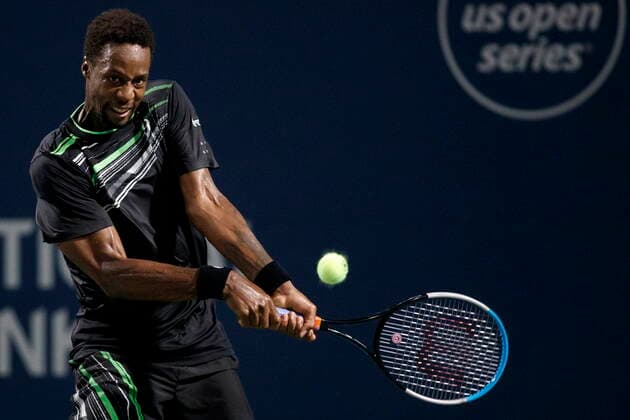 August 11, 2021, Toronto, on, Canada: Gael Monfils, of France, returns a ball to John Millman, of Australia, during National Bank Open men s tennis action, in Toronto, Wednesday, Aug. 11, 2021. Canada News - August 11, 2021  - ZUMAc35_ 20210811_zaf_c35_309 Copyright: xColexBurstonx