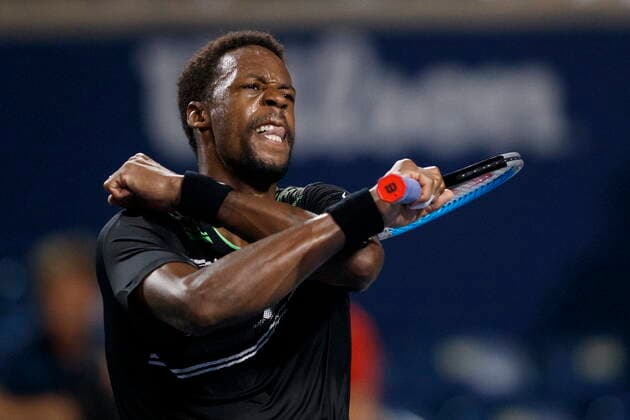 August 11, 2021, Toronto, on, Canada: Gael Monfils, of France, celebrates a win over John Millman, of Australia, during National Bank Open men s tennis action, in Toronto, Wednesday, Aug. 11, 2021. Canada News - August 11, 2021  - ZUMAc35_ 20210811_zaf_c35_314 Copyright: xColexBurstonx