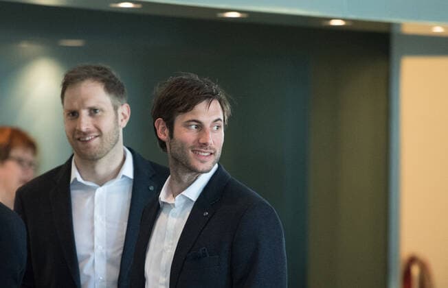 Uwe GENSHEIMER und Steffen WEINHOLD treten aus der Nationalmannschaft zurueck, Archivfoto; Steffen WEINHOLD und Uwe GENSHEIMER (vl) Deutsche Handball-Nationalmannschaft zu Gast bei der Bundeskanzlerin im Bundeskanzleramt in Berlin, Deutschland am 08.04.2019. Ã‚Â