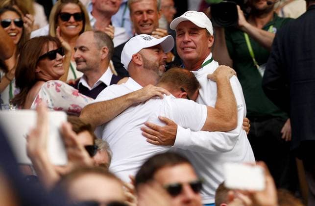 Mandatory Credit: Photo by BPI Shutterstock (5754192gs) Ivan Lendl, coach of Andy Murray of Great Britain, celebrates on match point during the Men s Final on Day Fourteen of the 2016 Wimbledon Championships at the All England Lawn Tennis Club, Wimbledon, London on the 10th July 2016 Tennis - Wimbledon Championships 2016 Day Fourteen All England Lawn Tennis & Croquet Club, Church Rd, London, United Kingdom - 10 Jul 2016 Tennis - Wimbledon Championships 2016 Day Fourteen All England Lawn Tennis & Croquet Club, Church Rd, London, United Kingdom - 10 Jul 2016  Copyright: xBPI Shutterstockx 5754192gs