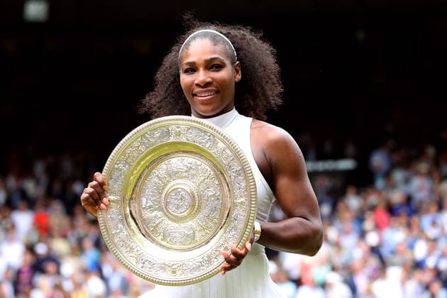 Mandatory Credit: Photo by BPI Shutterstock (5754015f) Serena Williams celebrates with the trophy, the Venus Rosewater Dish, during day Thirteen of the 2016 Wimbledon Championships at the All England Lawn Tennis Club, Wimbledon, London on the 9th July 2016 Tennis - Wimbledon Championships 2016 Day Thirteen All England Lawn Tennis & Croquet Club, Church Rd, London, United Kingdom - 9 Jul 2016 Tennis - Wimbledon Championships 2016 Day Thirteen All England Lawn Tennis & Croquet Club, Church Rd, London, United Kingdom - 9 Jul 2016  Copyright: xBPI Shutterstockx 5754015f