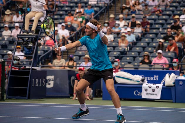 August 13, 2021, Toronto, Ontario, Canada: Casper Ruud pictured in his Quarter-final match of the National Bank Open against Stefanos Tsitsipas. Toronto Canada - ZUMAc232 20210813_zip_c232_008 Copyright: xGilesxCampbellx