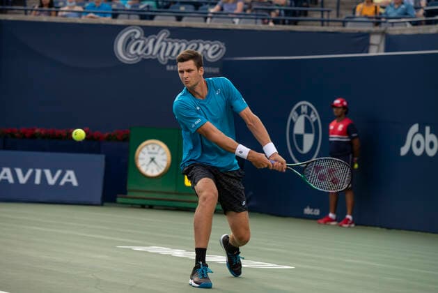 August 13, 2021, Toronto, Ontario, Canada: Hubert HurkaczÃ‚ returns the ballÃ‚ during hisÃ‚ Quarter-final lossÃ‚ over RussiaÃ¢â‚¬â ¢s Daniil Medvedev at the men s National Bank Open tennis tournament. Toronto Canada - ZUMAc232 20210813_zip_c232_023 Copyright: xGilesxCampbellx