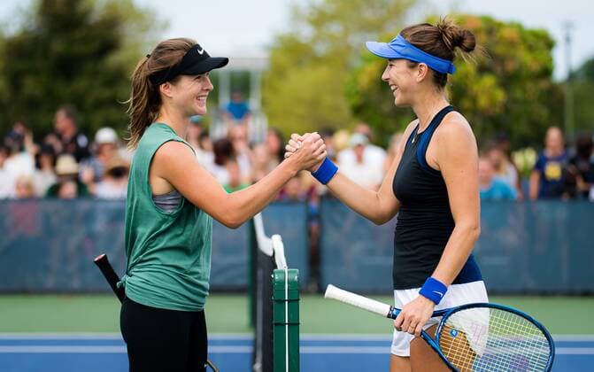 Sport Bilder des Tages Mandatory Credit: Photo by Rob Prange Shutterstock (12288671ab) Elina Svitolina of the Ukraine & Belinda Bencic of Switzerland during practice at the 2021 Western & Southern Open WTA, Tennis Damen 1000 tennis tournament 2021 Western & Southern Open Day 1 - 14 Aug 2021 2021 Western & Southern Open Day 1 - 14 Aug 2021  Copyright: xRobxPrange Shutterstockx 12288671ab