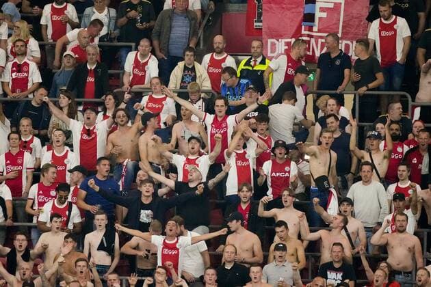 AMSTERDAM, 14-08-2021 , Johan Cruijff ArenA, football, Dutch Eredivisie, season 2021 2022 , during the match Ajax - NEC Nijmegen Fans of Ajax Ajax - NEC  x13022680x Copyright: