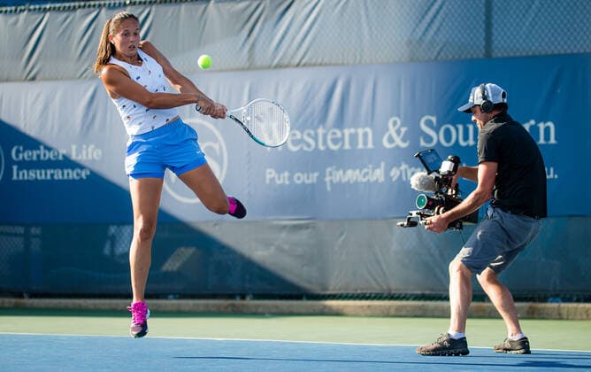 August 14, 2021, CINCINNATI, UNITED STATES: Daria Kasatkina of Russia during practice of the 2021 Western & Southern Open WTA, Tennis Damen 1000 tennis tournament CINCINNATI UNITED STATES - ZUMAa181 20210814_zaa_a181_329 Copyright: xRobxPrangex