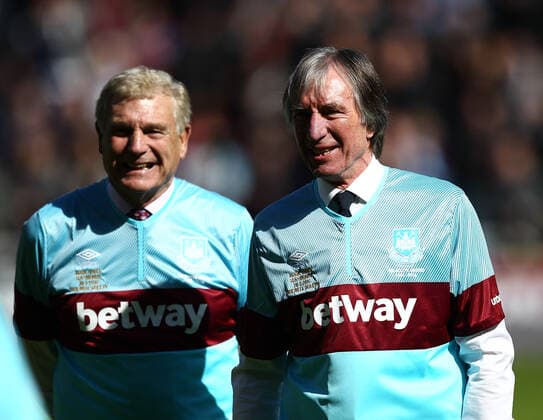 Mandatory Credit: Photo by Michael Zemanek BPI Shutterstock (5619542l) Billy Bonds and Trevor Brooking managers of West Ham United All-Stars during the Mark Noble Testimonial match between West Ham United and West Ham United All Stars played at Boleyn Ground , London on 28th March 2015 Football - Mark Noble Testimonial - West Ham United v West Ham United All-Stars Upton Park, Green St, Upton Park, London, United Kingdom - 28 Mar 2016 EDITORIAL USE ONLY No use with unauthorised audio, video, data, fixture lists, club league logos or live services. Online in-match use limited to 75 images, no video emulation. No use in betting, games or single club league player publications. Football - Mark Noble Testimonial - West Ham United v West Ham United All-Stars Upton Park, Green St, Upton Park, London, United Kingdom - 28 Mar 2016 EDITORIAL USE ONLY No use with unauthorised audio, video, data, fixture lists, club league logos or live services. Online in-match use limited to 75 images, no video emulation. No use in betting, games or single club league player publications.  Copyright: xMichaelxZemanek BPI Shutterstockx 5619542l
