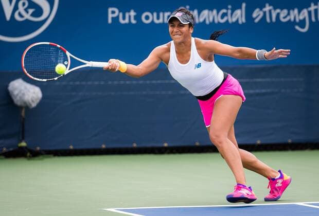 Mandatory Credit: Photo by Rob Prange Shutterstock (12293268bi) Heather Watson of Great Britain in action during qualifications at the 2021 Western & Southern Open WTA, Tennis Damen 1000 tennis tournament 2021 Western & Southern Open Day 2 - 15 Aug 2021 2021 Western & Southern Open Day 2 - 15 Aug 2021  Copyright: xRobxPrange Shutterstockx 12293268bi