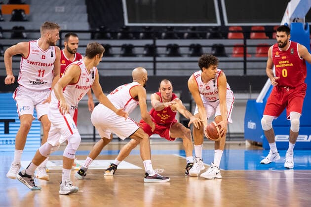 16.08.2021, Skoplje, Jane Sandanski Arena, World Cup European Pre-Qualifiers: Switzerland - North Macedonia, Natan Jurkovitz (Switzerland) with ball Skoplje Skoplje Nordmazedonien Copyright: xJustPictures.ch NikolaxKrsticx