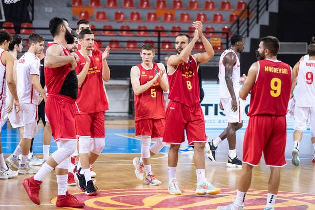 16.08.2021, Skoplje, Jane Sandanski Arena, World Cup European Pre-Qualifiers: Switzerland - North Macedonia, North Macedonia celebrates the win over Switzerland Skoplje Skoplje Nordmazedonien Copyright: xJustPictures.ch NikolaxKrsticx