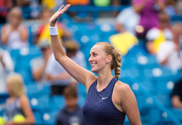 August 16, 2021, CINCINNATI, UNITED STATES: Petra Kvitova of the Czech Republic in action during the first round of the 2021 Western & Southern Open WTA, Tennis Damen 1000 tennis tournament against Madison Keys of the United States CINCINNATI UNITED STATES - ZUMAa181 20210816_zaa_a181_090 Copyright: xRobxPrangex