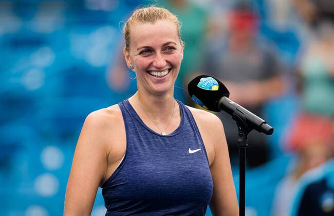 August 16, 2021, CINCINNATI, UNITED STATES: Petra Kvitova of the Czech Republic in action during the first round of the 2021 Western & Southern Open WTA, Tennis Damen 1000 tennis tournament against Madison Keys of the United States CINCINNATI UNITED STATES - ZUMAa181 20210816_zaa_a181_093 Copyright: xRobxPrangex