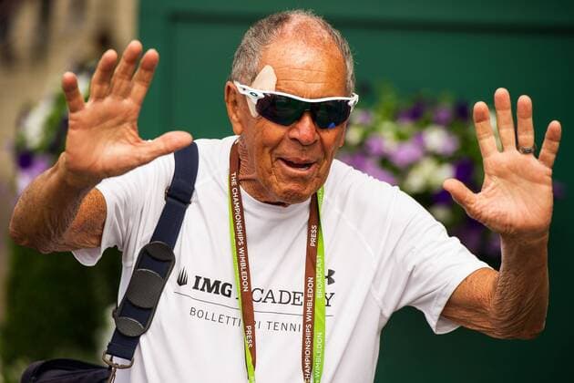 Mandatory Credit: Photo by Joe Toth BPI Shutterstock (3863326l) Nick Bollettieri waves as he walks around Wimbledon on Day One of the 2014 Wimbledon Championships 2014 Wimbledon Championships, Day One, Wimbledon, London, United Kingdom - 23 Jun 2014 Strictly Editorial Use Only - No Merchandising 2014 Wimbledon Championships, Day One, Wimbledon, London, United Kingdom - 23 Jun 2014 Strictly Editorial Use Only - No Merchandising  Copyright: xJoexToth BPI Shutterstockx 3863326l
