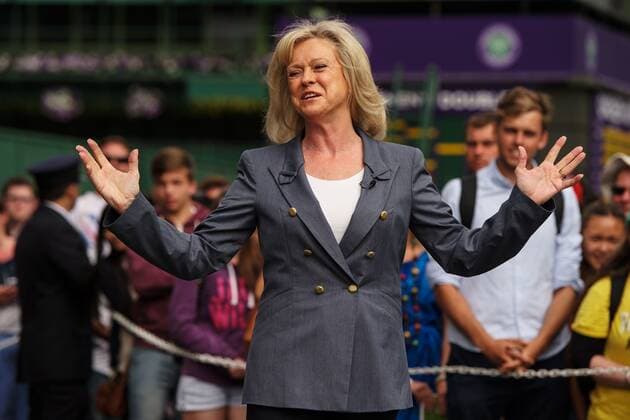Mandatory Credit: Photo by Joe Toth BPI Shutterstock (3857250b) BBC Commentator Sue Barker does her initial 2014 Wimbledon Broadcast outside of Centre Court Wimbledon Tennis Championships, London, Britain - 23 Jun 2014 Strictly Editorial Use Only - No Merchandising Wimbledon Tennis Championships, London, Britain - 23 Jun 2014 Strictly Editorial Use Only - No Merchandising  Copyright: xJoexToth BPI Shutterstockx 3857250b