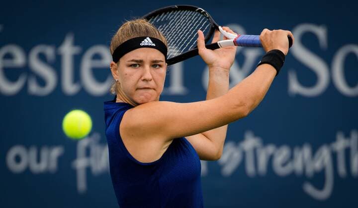 Mandatory Credit: Photo by Rob Prange Shutterstock (12311707w) Karolina Muchova of the Czech Republic in action during the first round of the 2021 Western & Southern Open WTA, Tennis Damen 1000 tennis tournament 2021 Western & Southern Open Day 4 - 17 Aug 2021 2021 Western & Southern Open Day 4 - 17 Aug 2021  Copyright: xRobxPrange Shutterstockx 12311707w