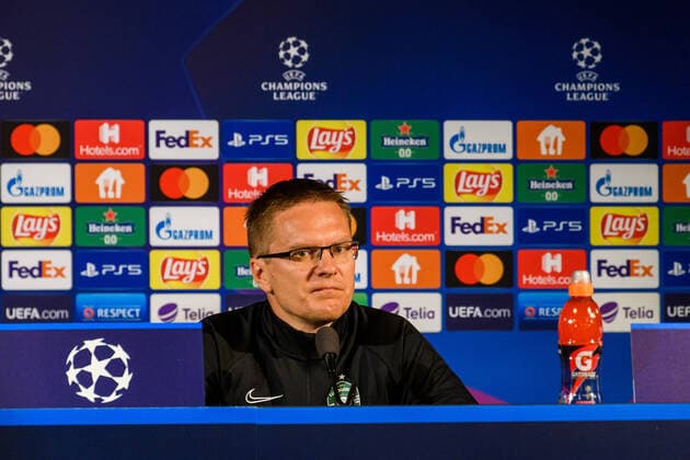 210817 Head coach Valdas Dambrauskas during a press conference, PK, Pressekonferenz with Ludogorets on August 17, 2021 in Malmö. Photo: Ludvig Thunman BILDBYRAN kod LT LT0187 fotboll football soccer fotball champions league presskonferens press conference malmö ff bbeng Copyright: LUDVIGxTHUNMAN BB210817LT094