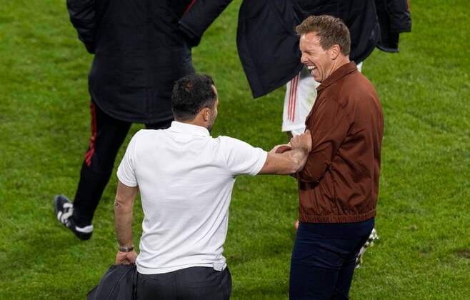 Schlussjubel: Sportdirektor Hasan Salihamidzic und Trainer Julian Nagelsmann (Muenchen) Borussia Dortmund - Bayern München 17.08.2021, Fussball, 1. Bundesliga, Saison 2021 22 Foto: Moritz Müller