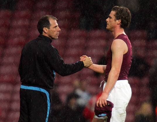 Mandatory Credit: Photo by Back Page Images Shutterstock (1162990o) Gianfranco Zola and Scott Parker of West Ham United at the final whistle West Ham United v Stoke City, FA Premier League football match, Upton Park, London, Britain - 27 Mar 2010 EDITORIAL USE ONLY No use with unauthorised audio, video, data, fixture lists (outside the EU), club league logos or live services. Online in-match use limited to 45 images (+15 in extra time). No use to emulate moving images. No use in betting, games or single club league player publications services. West Ham United v Stoke City, FA Premier League football match, Upton Park, London, Britain - 27 Mar 2010 EDITORIAL USE ONLY No use with unauthorised audio, video, data, fixture lists (outside the EU), club league logos or live services. Online in-match use limited to 45 images (+15 in extra time). No use to emulate moving images. No use in betting, games or  Copyright: xBackxPagexImages Shutterstockx 1162990o