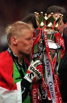 Mandatory Credit: Photo by Andy Hooper Daily Mail Shutterstock (1131852a) Manchester United, ManU V Tottenham Hotspur (2-1) Premier League Match The Premiership Manchester United Beating Tottenham To Win Premier League 1998 1999 Peter Schmeichel Kisses The Premiership Trophy. Manchester United V Tottenham Hotspur (2-1) Premier League Match The Premiership Manchester United Beating Tottenham To Win Premier League 1998 1999 Peter Schmeichel Kisses The Premiership Trophy. EDITORIAL USE ONLY No use with unauthorised audio, video, data, fixture lists (outside the EU), club league logos or live services. Online in-match use limited to 45 images (+15 in extra time). No use to emulate moving images. No use in betting, games or single club league player publications services. Manchester United V Tottenham Hotspur (2-1) Premier League Match The Premiership Manchester United Beating Tottenham To Win Premier League 1998 1999 Peter Schmeichel Kisses The Premiership Trophy. EDITORIAL USE ONLY No use with unauthorised audio, video, data, fixture lists (outside the EU), club league logos or live services. Online in-match use limited to 45 images (+15 in extra time). No use to emulate moving images. No use in betting, games or Copyright: xAndyxHooper DailyxMail Shutterstockx 1131852a