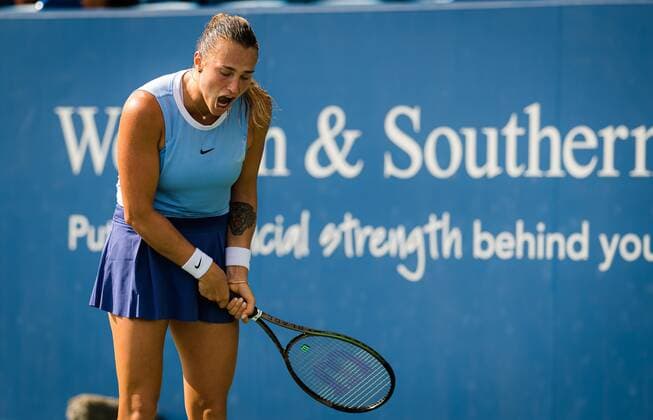 Mandatory Credit: Photo by Rob Prange Shutterstock (12324290ep) Aryna Sabalenka of Belarus in action during the second round of the 2021 Western & Southern Open WTA, Tennis Damen 1000 tennis tournament Western & Southern Open Day Five, Tennis, Cincinnati, USA, 18 Aug 2021 Western & Southern Open Day Five, Tennis, Cincinnati, USA, 18 Aug 2021  Copyright: xRobxPrange Shutterstockx 12324290ep