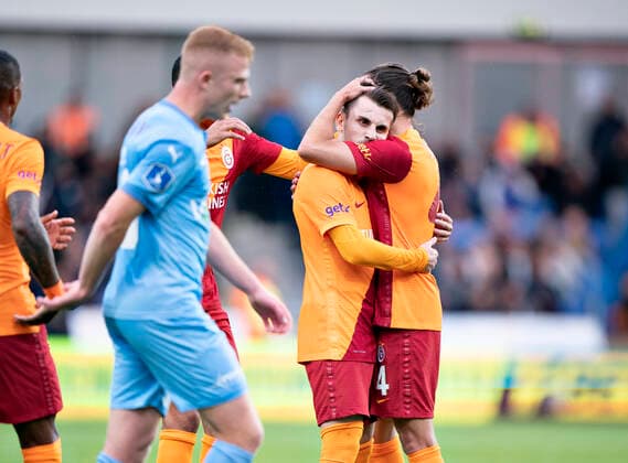 Galatasaray s Kerem Aktürkoglu har scoret til 1-0 i Europa League - kvalifikationskampen mellem Randers FC og Galatasaray paa Cepheus Park i Randers, torsdag den 19. august 2021.. , Randers Jylland Denmark Copyright: HenningxBagger HenningxBaggerx COP101 spdk20210819-194911-L
