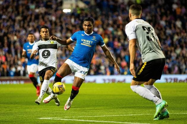 Mandatory Credit: Photo by Kirk O Rourke Rangers FC Shutterstock (12337251by) Alfredo Morelos of Rangers Controls the ball during the Europa League qualifying match at Ibrox Stadium, Glasgow. Rangers v Alashkert, UEFA Europa League Qualifying Play-off, Ibrox Staiudm, Glasgow, Scotland, UK - 19 Aug 2021 Rangers v Alashkert, UEFA Europa League Qualifying Play-off, Ibrox Staiudm, Glasgow, Scotland, UK - 19 Aug 2021 Copyright: xKirkxO Rourke RangersxFC Shutterstockx 12337251by