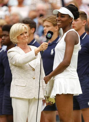 Mandatory Credit: Photo by Ella Ling Bpi Shutterstock (8961927gl) Venus Williams of the USA is interviewed by Sue Barker following the Ladies Final Wimbledon 2017, Day 12, All England Lawn Tennis Club, London UK, 15 July 2017 Wimbledon 2017, Day 12, All England Lawn Tennis Club, London UK, 15 July 2017  Copyright: xEllaxLing Bpi Shutterstockx 8961927gl