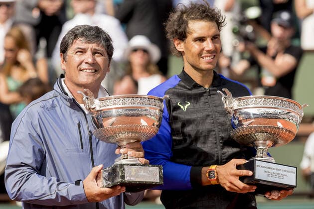 Mandatory Credit: Photo by Dave Shopland Shutterstock (8862774dj) Rafael Nadal celebrates his French Open victory with the Coupe des Mousquetaires and his Uncle and coach Toni Nadal French Open Tennis, Day Fifteen, Roland Garros, Paris, France - 11th June 2017 French Open Tennis, Day Fifteen, Roland Garros, Paris, France - 11th June 2017  Copyright: xDavexShopland Shutterstockx 8862774dj