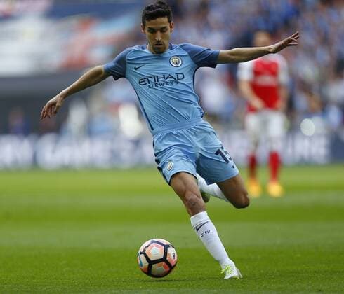 Mandatory Credit: Photo by James Boardman Shutterstock (8618440an) Jesus Navas of Manchester City during the Emirates FA Cup Semi-Final match between Arsenal and Manchester City at Wembley Stadium. 23 Apr 2017 Arsenal v Manchester City, The Emirates FA Cup Semi-Final, Wembley Stadium, London, UK - 23 Apr 2017 EDITORIAL USE ONLY No use with unauthorised audio, video, data, fixture lists (outside the EU), club league logos or live services. Online in-match use limited to 45 images (+15 in extra time). No use to emulate moving images. No use in betting, games or single club league player publications services. Arsenal v Manchester City, The Emirates FA Cup Semi-Final, Wembley Stadium, London, UK - 23 Apr 2017 EDITORIAL USE ONLY No use with unauthorised audio, video, data, fixture lists (outside the EU), club league logos or live services. Online in-match use limited to 45 images (+15 in extra time). No use to emulate moving images. No use in betting, games or Copyright: xJamesxBoardman Shutterstockx 8618440an
