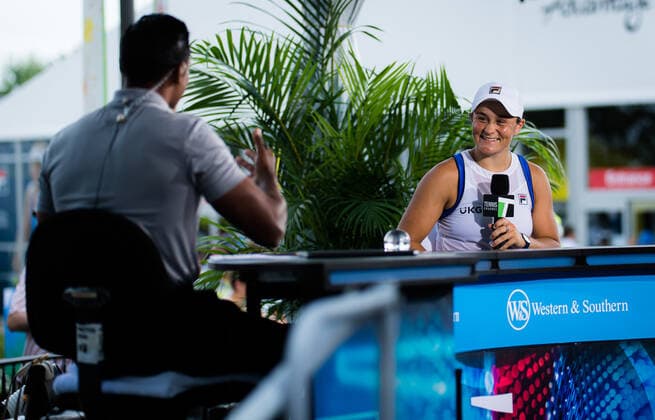 August 20, 2021, CINCINNATI, UNITED STATES: Ashleigh Barty of Australia after her quarter-final match at the 2021 Western & Southern Open WTA, Tennis Damen 1000 tennis tournament against Barbora Krejcikova of the Czech Republic CINCINNATI UNITED STATES - ZUMAa181 20210820_zaa_a181_069 Copyright: xRobxPrangex