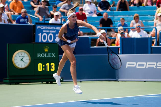 August 20, 2021, CINCINNATI, UNITED STATES: Petra Kvitova of the Czech Republic in action during her quarter-final match at the 2021 Western & Southern Open WTA, Tennis Damen 1000 tennis tournament against Angelique Kerber of Germany CINCINNATI UNITED STATES - ZUMAa181 20210820_zaa_a181_087 Copyright: xRobxPrangex