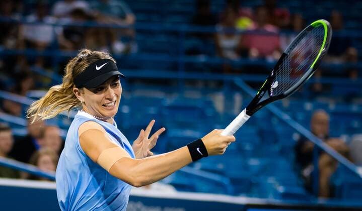 Mandatory Credit: Photo by Rob Prange Shutterstock (12324311dn) Paula Badosa of Spain in action during her quarter- final at the 2021 Western & Southern Open WTA, Tennis Damen 1000 tennis tournament Western & Southern Open Day Seven, Tennis, Cincinnati, USA, 20 Aug 2021 Western & Southern Open Day Seven, Tennis, Cincinnati, USA, 20 Aug 2021  Copyright: xRobxPrange Shutterstockx 12324311dn