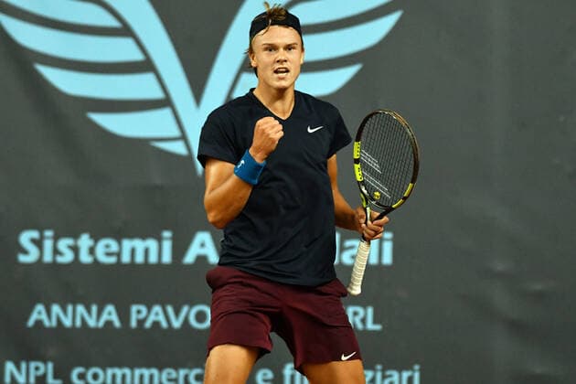 Mandatory Credit: Photo by Alessio Tarpini LiveMedia Shutterstock (12348835j) Holger Vitus Nodskov Rune of Denmark Tennis Internationals ATP80 Challenger Verona - Friday, Verona, Italy - 20 Aug 2021 Tennis Internationals ATP80 Challenger Verona - Friday, Verona, Italy - 20 Aug 2021  Copyright: xAlessioxTarpini LiveMedia Shutterstockx 12348835j