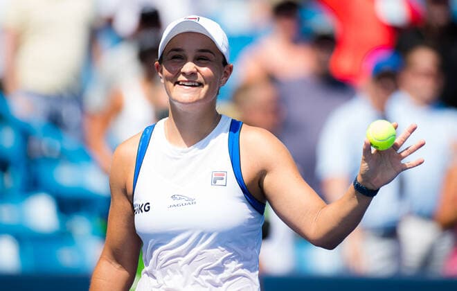 August 21, 2021, CINCINNATI, UNITED STATES: Ashleigh Barty of Australia after her semi-final match at the 2021 Western & Southern Open WTA, Tennis Damen 1000 tennis tournament against Angelique Kerber of Germany CINCINNATI UNITED STATES - ZUMAa181 20210821_zaa_a181_077 Copyright: xRobxPrangex