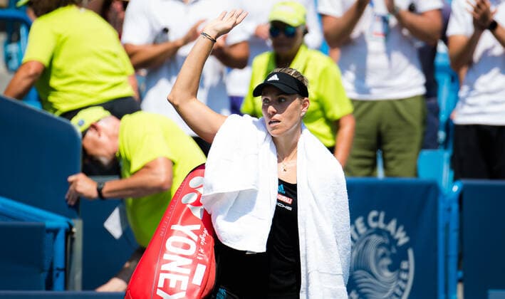 August 21, 2021, CINCINNATI, UNITED STATES: Angelique Kerber of Germany during her semi-final match at the 2021 Western & Southern Open WTA, Tennis Damen 1000 tennis tournament against Ashleigh Barty of Australia CINCINNATI UNITED STATES - ZUMAa181 20210821_zaa_a181_072 Copyright: xRobxPrangex