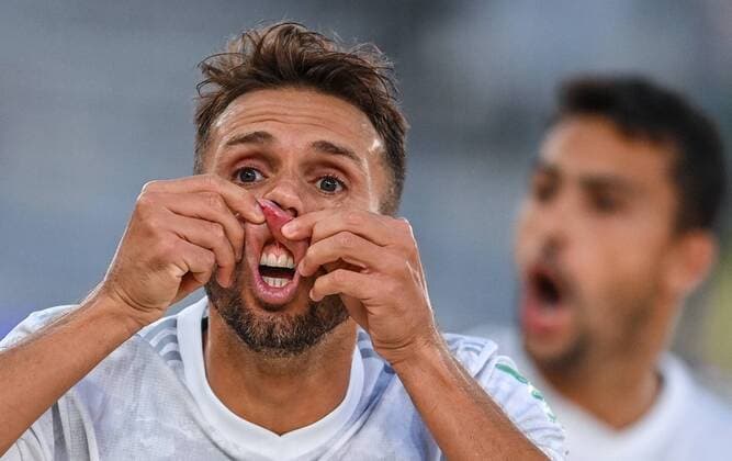 Bilder des Jahres 2021, Sport 08. August Sport Themen der Woche KW33 Sport Bilder des Tages 6629651 21.08.2021 Spain s Cintas reacts during the Beach Soccer World Cup group stage match between Tahiti and Spain, in Moscow, Russia. Alexey Filippov Sputnik Russia Beach Soccer World Cup Tahiti - Spain  b50187d2d399efa2
