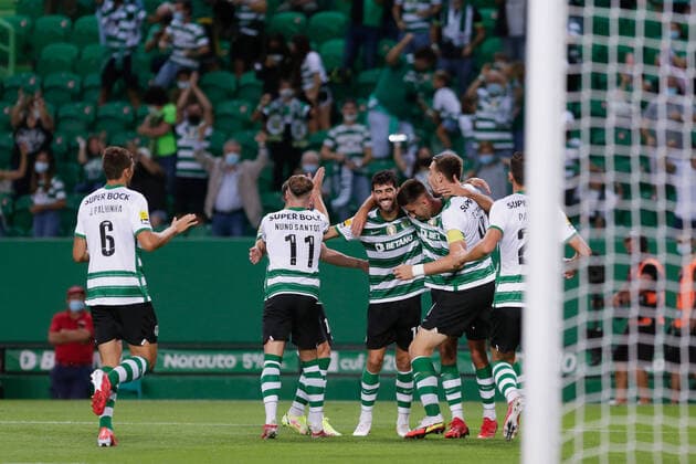 Sporting CP V Belenses SAD - Liga Bwin Goncalo Inacio of Sporting CP celebrates his team s first goal during the Liga Portugal Bwin match between Sporting CP and Belenenses SAD at Estadio Jose Alvalade on 21th August, 2021 in Lisbon, Portugal. Lisbon Lisboa Portugal gouveia-21082021210821_npPIN  Copyright: xValterxGouveiax