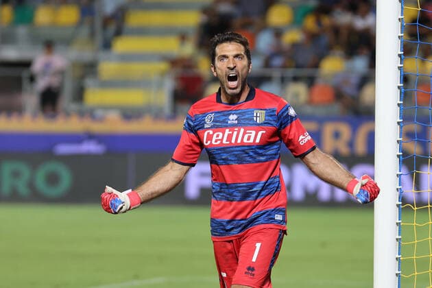 Frosinone, Italy : Gianluigi Buffon of Parma Calcio 1913 during the Seire B match Frosinone Caclio vs Parma Calcio 1913 on August 21 in Frosinone, Italy. Photo by SM - Fotoagenzia Copyright: xFOTOAGENZIAx