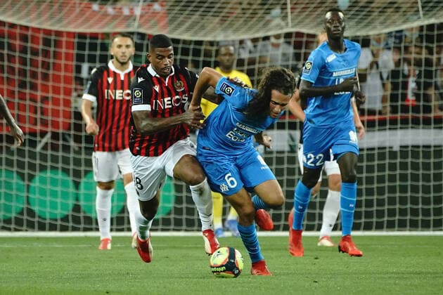 Mario Lemina (OGC Nice) - Matteo Guendouzi (Olympique de Marseille) FOOTBALL : OGC Nice vs Olympique de Marseille - Ligue 1 Uber Eats - Nice - 22 08 2021 NorbertScanella PanoramiC 