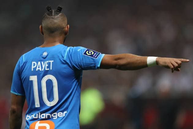 Nice, France, 22nd August 2021. Dimitri Payet of Olympique De Marseille reacts during the Lique 1 match at Allianz Riviera Stadium, Nice. Picture credit should read: Jonathan Moscrop Sportimage EDITORIAL USE ONLY. No use with unauthorised audio, video, data, fixture lists, club league logos or live services. Online in-match use limited to 120 images, no video emulation. No use in betting, games or single club league player publications. SPI-1148-0119