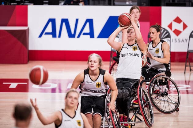 Tokyo 2020 Paralympic Games (Rollstuhlbasketball), Pressetraining Damen Deutschland, 23.08.2021 TOKYO, JAPAN 23. August 2021 - Rollstuhlbasketball, Pressetraining der deutschen Damen im Vorfeld der Tokyo 2020 Paralympic Games am 26.08.2021 in der Ariake Arena in Tokyo Japan. Lena Knippelmeyer ( 14, Deutschland) im Wurftraining Copyright: xBEAUTIFULxSPORTS Wunderlx