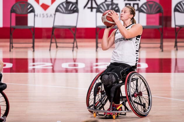 Tokyo 2020 Paralympic Games (Rollstuhlbasketball), Pressetraining Damen Deutschland, 23.08.2021 TOKYO, JAPAN 23. August 2021 - Rollstuhlbasketball, Pressetraining der deutschen Damen im Vorfeld der Tokyo 2020 Paralympic Games am 26.08.2021 in der Ariake Arena in Tokyo Japan. Lena Knippelmeyer ( 14, Deutschland) im Wurftraining Copyright: xBEAUTIFULxSPORTS Wunderlx