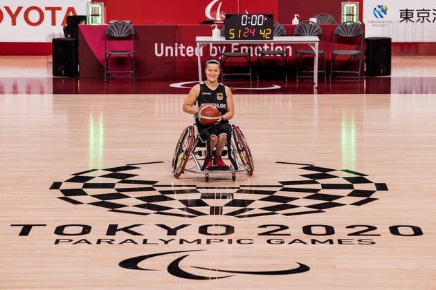 Tokyo 2020 Paralympic Games (Rollstuhlbasketball), Pressetraining Damen Deutschland, 23.08.2021 TOKYO, JAPAN 23. August 2021 - Rollstuhlbasketball, Pressetraining der deutschen Damen im Vorfeld der Tokyo 2020 Paralympic Games am 26.08.2021 in der Ariake Arena in Tokyo Japan. Anne Patzwald ( 7, Deutschland) Copyright: xBEAUTIFULxSPORTS Wunderlx