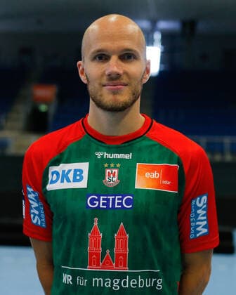 23.08.2021, xgox, Handball LIQUI MOLY HBL, SC Magdeburg Fototermin emspor, v.l. Tim Hornke (Magdeburg, 17 Portrait, Portraet, Einzelbild Magdeburg