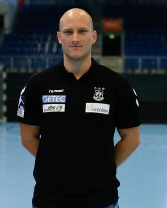23.08.2021, xgox, Handball LIQUI MOLY HBL, SC Magdeburg Fototermin emspor, v.l. Daniel Mueller (Magdeburg, Athletiktrainer) Portrait, Portraet, Einzelbild Magdeburg