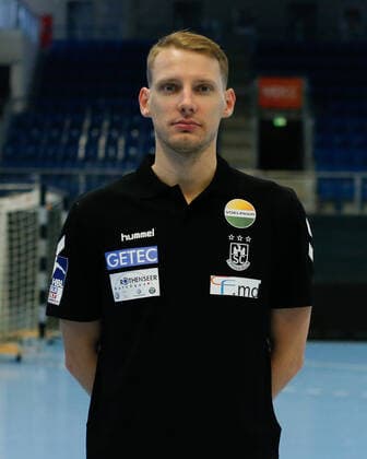 23.08.2021, xgox, Handball LIQUI MOLY HBL, SC Magdeburg Fototermin emspor, v.l. Felix Eckert (Magdebrug, Zeugwart) Magdeburg